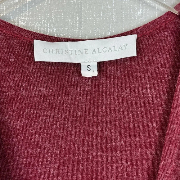 Christine Alcalay Small Wrap Sweater Dress Burgundy Midi Length Pockets - Picture 14 of 14